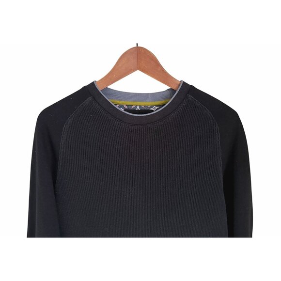 Ted Baker Mens Black Ribbed Knit Crewneck Sweater Size 4 - Picture 2 of 6